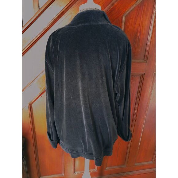 Alfred Dunner Womens Size 18 Black Velour Jacket With Embroidered Floral Design - Picture 3 of 7